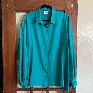 Teal Silk Button Down Shirt (L)